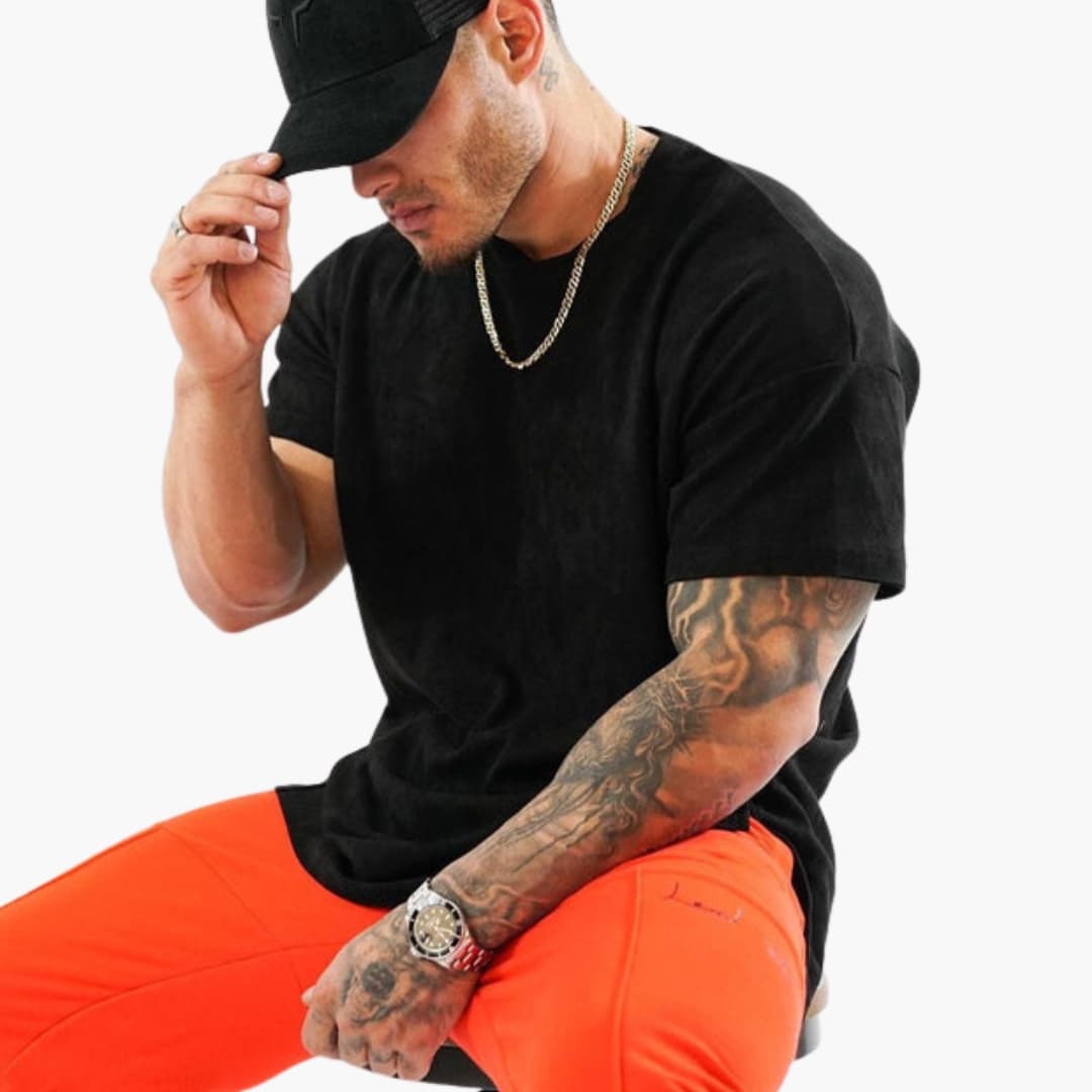 Men's Oversized Crew Neck T-Shirt Short Sleeves - VibreMode