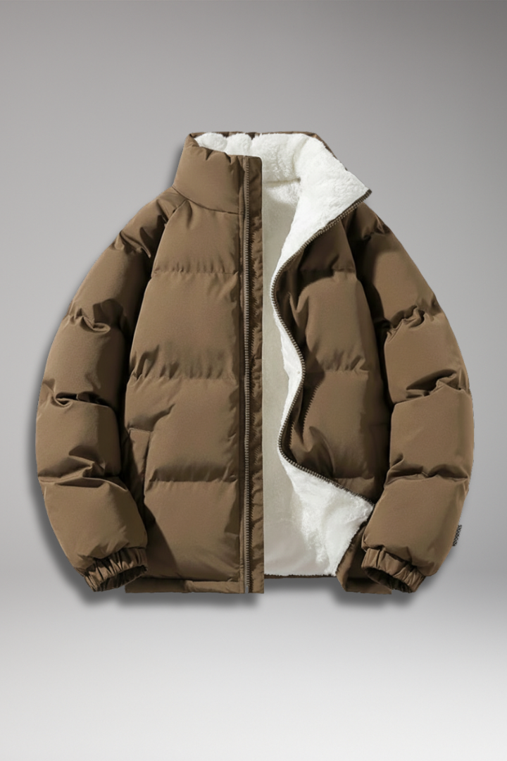 Men's Padded Full-Zip Jacket Textured Exterior - VibreMode