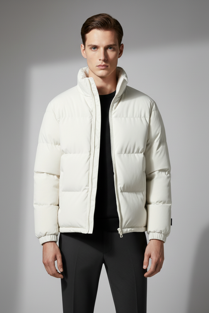 Men's Padded Full-Zip Jacket Textured Exterior