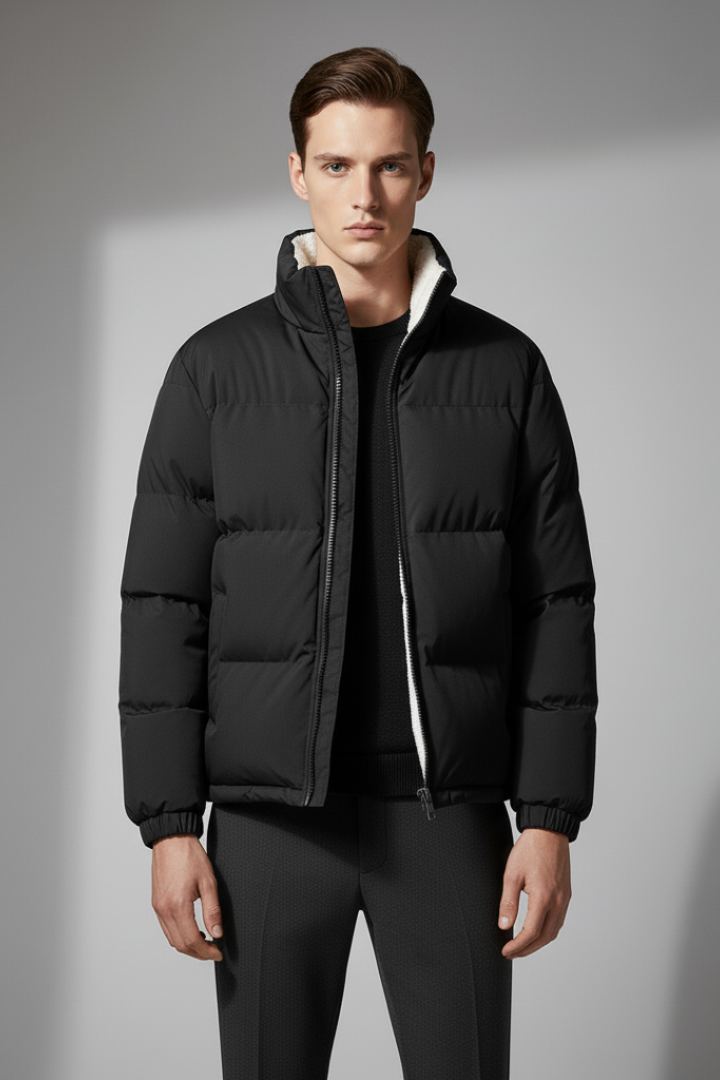 Men's Padded Full-Zip Jacket Textured Exterior