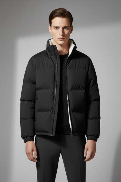 Men's Padded Full-Zip Jacket Textured Exterior