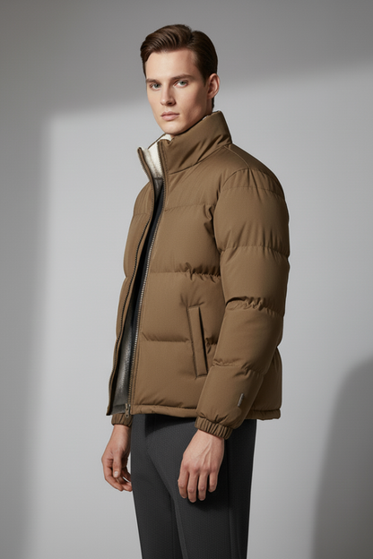 Men's Padded Full-Zip Jacket Textured Exterior
