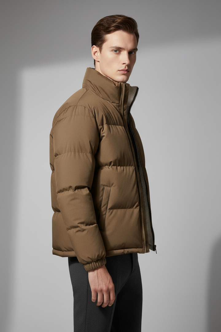 Men's Padded Full-Zip Jacket Textured Exterior
