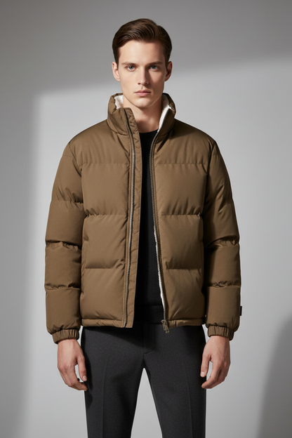 Men's Padded Full-Zip Jacket Textured Exterior