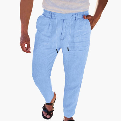 Men's Elastic Waist Pants with Side Pockets