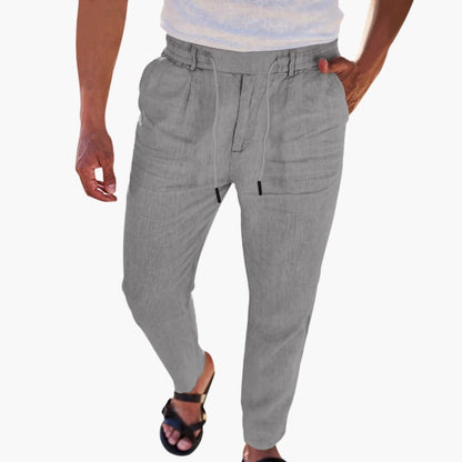 Men's Elastic Waist Pants with Side Pockets
