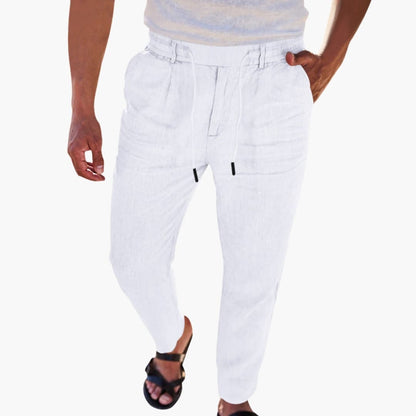 Men's Elastic Waist Pants with Side Pockets