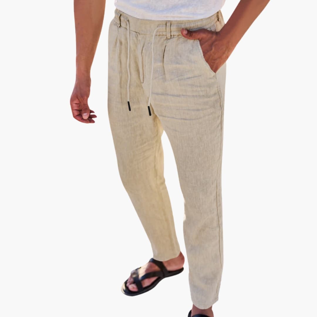 Men's Elastic Waist Pants with Side Pockets