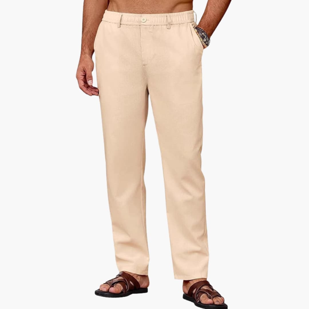 Men's Straight Leg Pants Elastic Waist