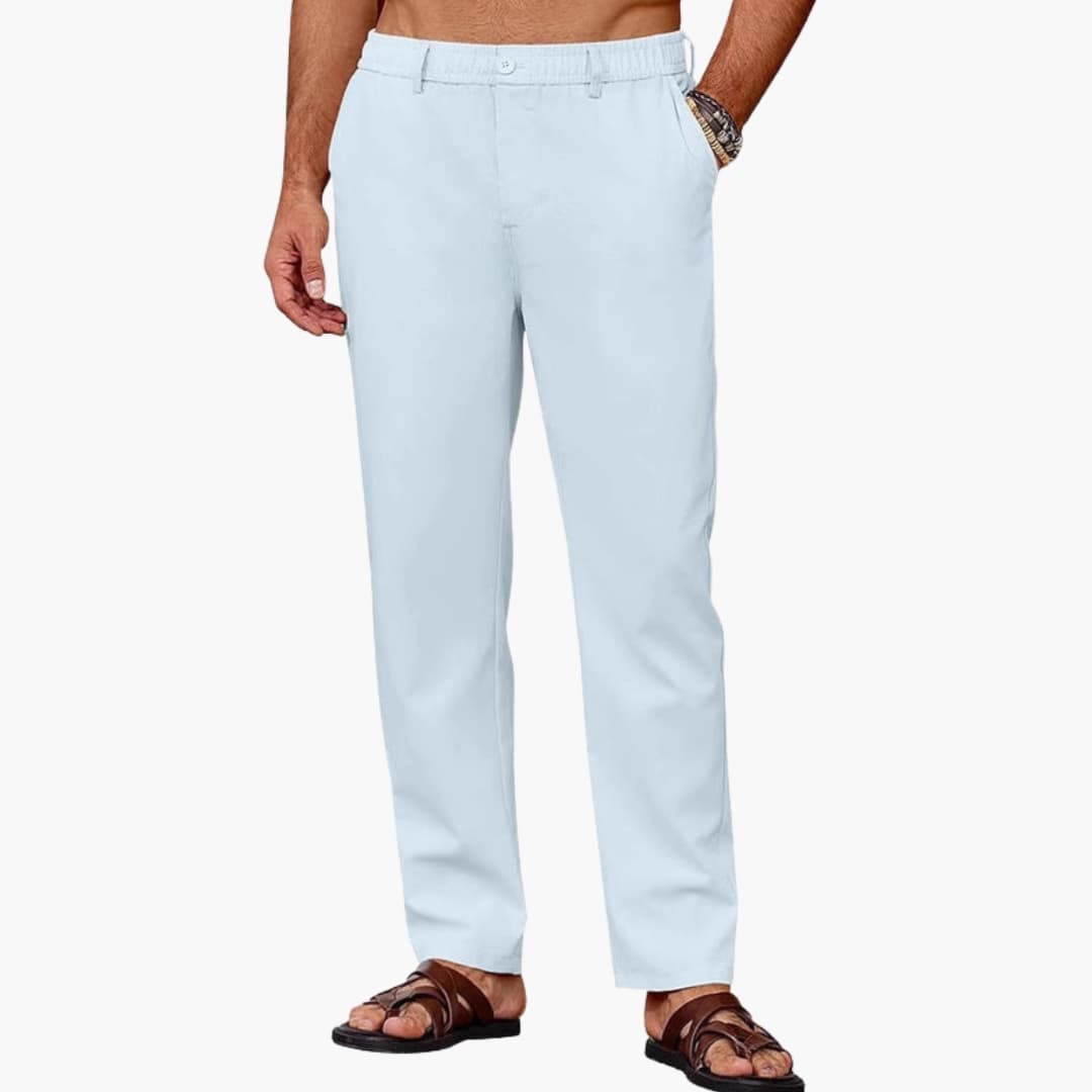 Men's Straight Leg Pants Elastic Waist