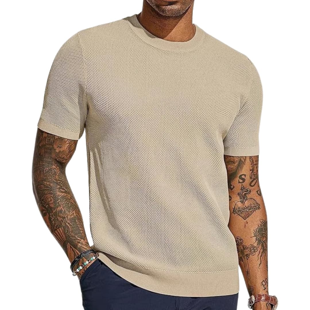 Men's Mesh Short Sleeve T-Shirt Breathable Crew Neck - VibreMode