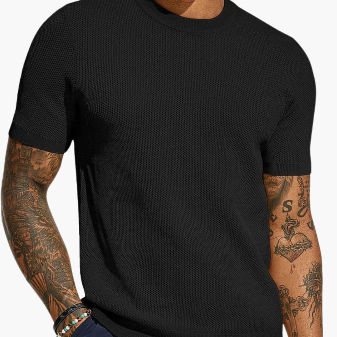 Men's Mesh Short Sleeve T-Shirt Breathable Crew Neck