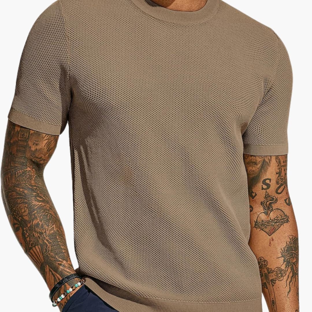Men's Mesh Short Sleeve T-Shirt Breathable Crew Neck