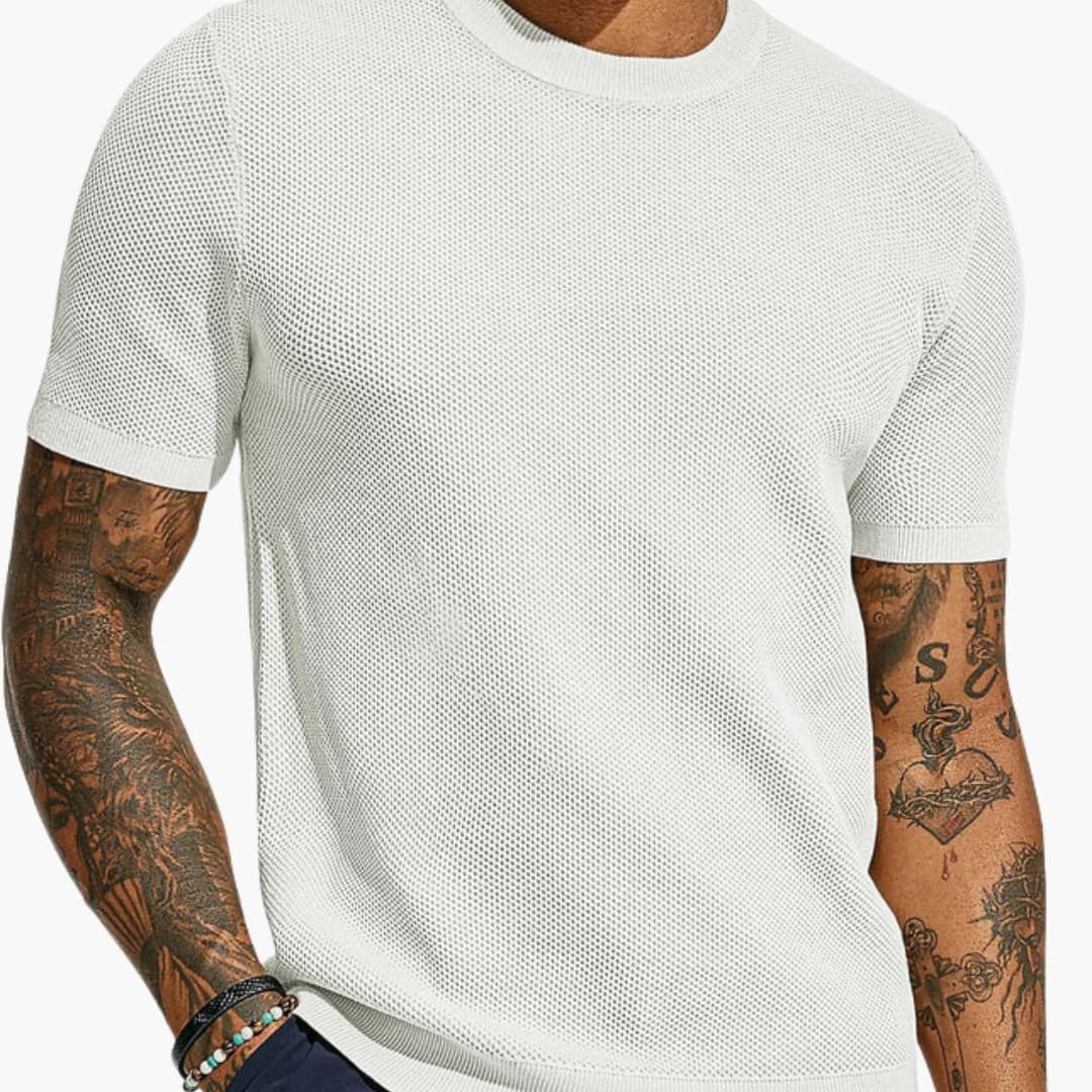 Men's Mesh Short Sleeve T-Shirt Breathable Crew Neck