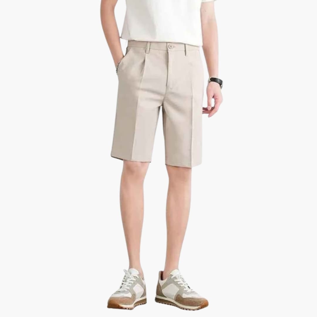 Men's Pleated Zipper Shorts with Belt Loops - VibreMode