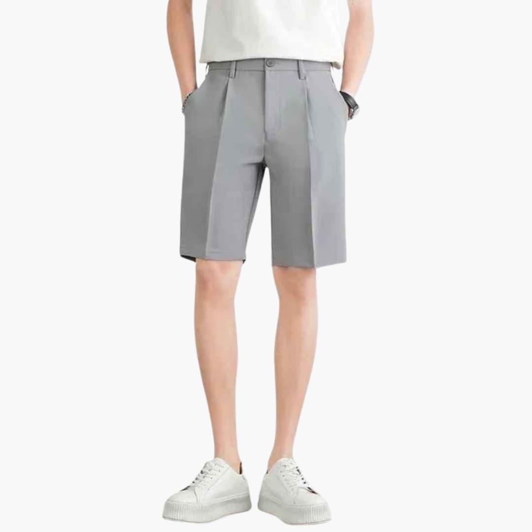 Men's Pleated Zipper Shorts with Belt Loops
