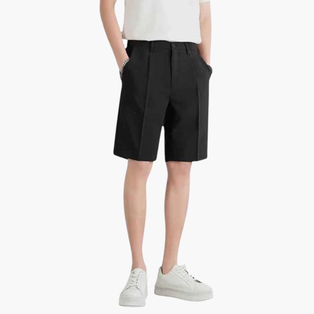 Men's Pleated Zipper Shorts with Belt Loops