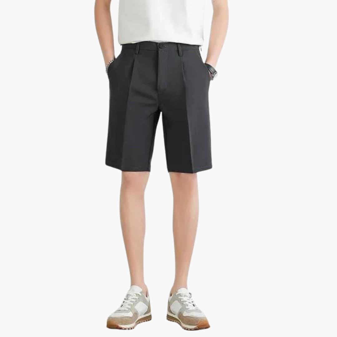 Men's Pleated Zipper Shorts with Belt Loops