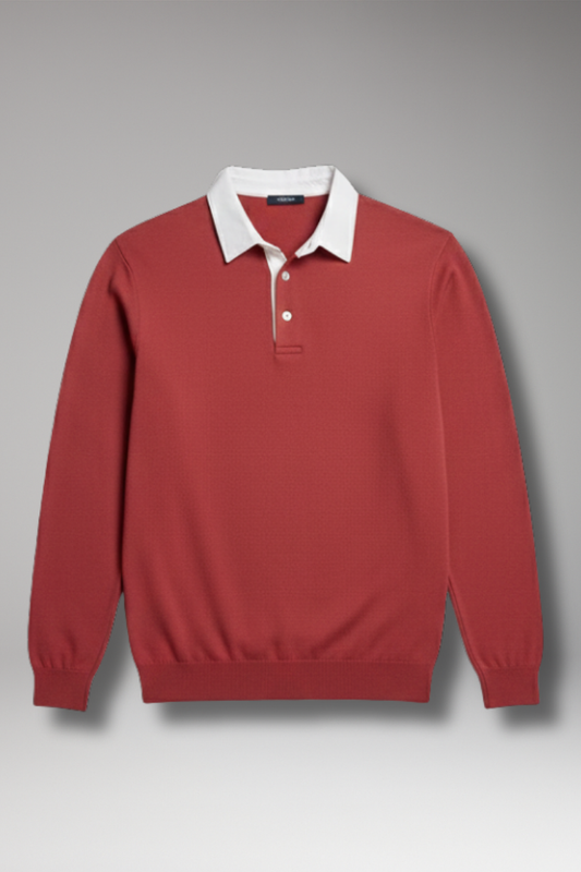 Men's Polo Shirt Ribbed Cuffs Button Closure - VibreMode