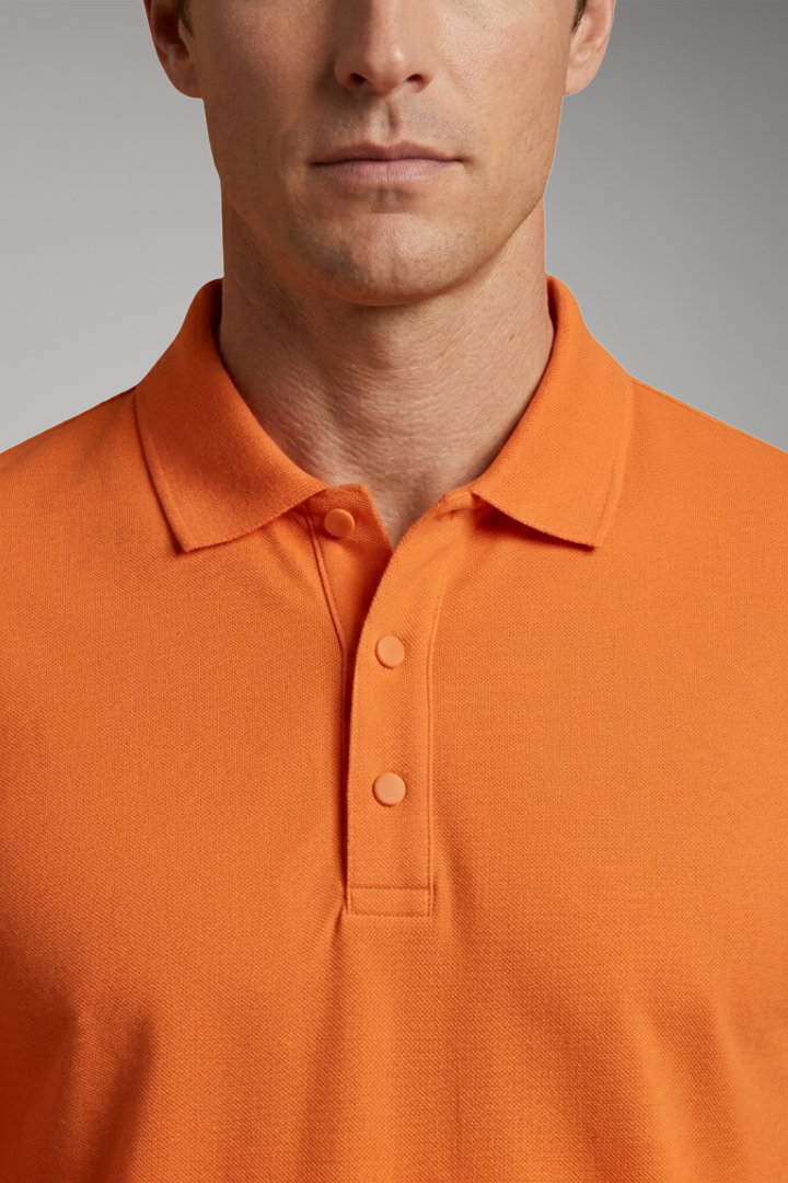 Men's Polo Shirt Long Sleeve Button Collar