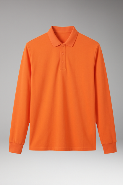 Men's Polo Shirt Long Sleeve Button Collar - VibreMode