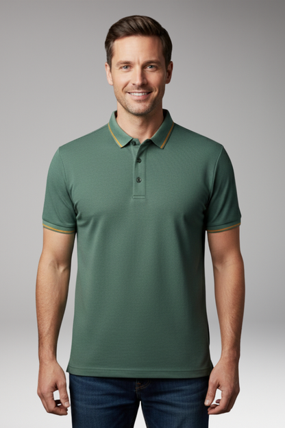 Men's Classic Polo Shirt Cotton Button Front