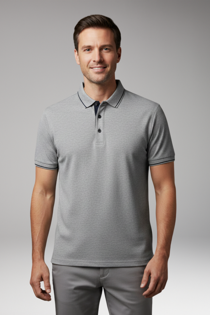 Men's Classic Polo Shirt Cotton Button Front