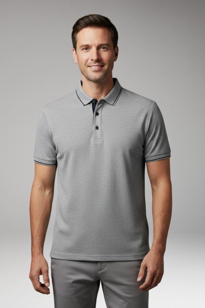 Men's Classic Polo Shirt Cotton Button Front