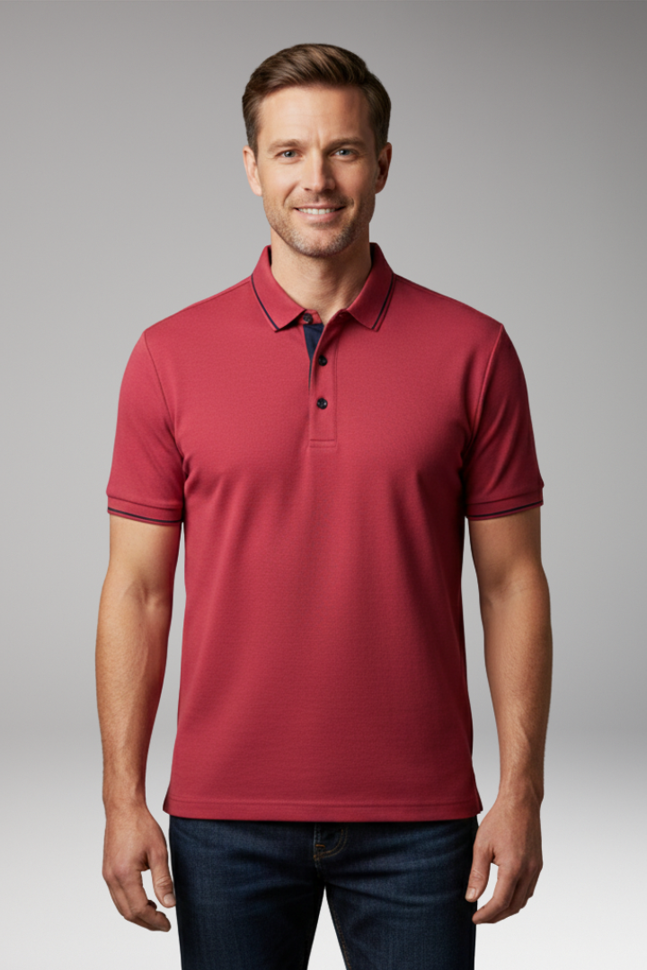 Men's Classic Polo Shirt Cotton Button Front