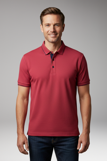 Men's Classic Polo Shirt Cotton Button Front
