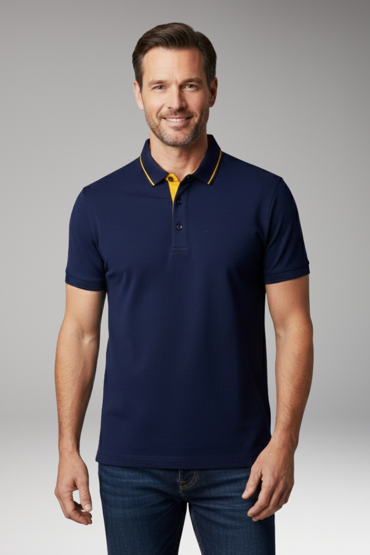 Men's Classic Polo Shirt Cotton Button Front