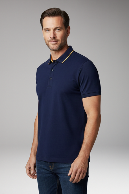 Men's Classic Polo Shirt Cotton Button Front