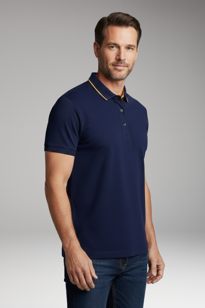 Men's Classic Polo Shirt Cotton Button Front