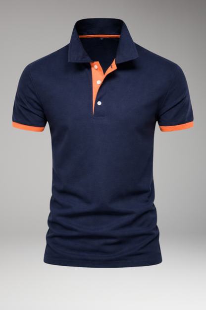 Men's Polo Shirt Contrasting Collar Button Front - VibreMode