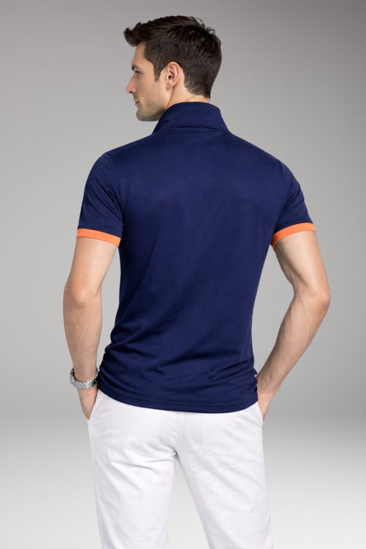 Men's Polo Shirt Contrasting Collar Button Front