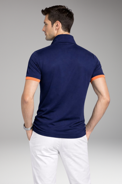 Men's Polo Shirt Contrasting Collar Button Front