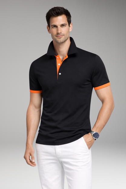 Men's Polo Shirt Contrasting Collar Button Front