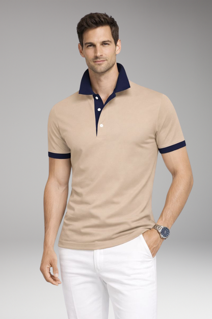 Men's Polo Shirt Contrasting Collar Button Front
