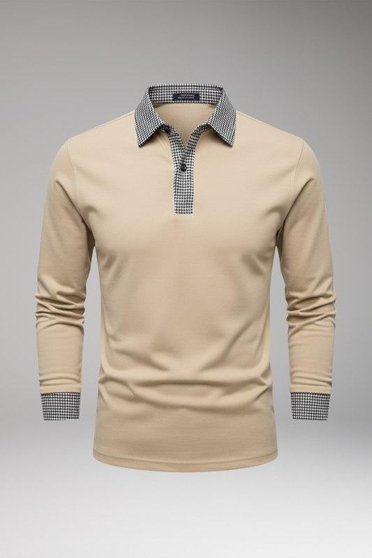 Men's Polo Shirt Contrasting Collar Woven Cuffs - VibreMode