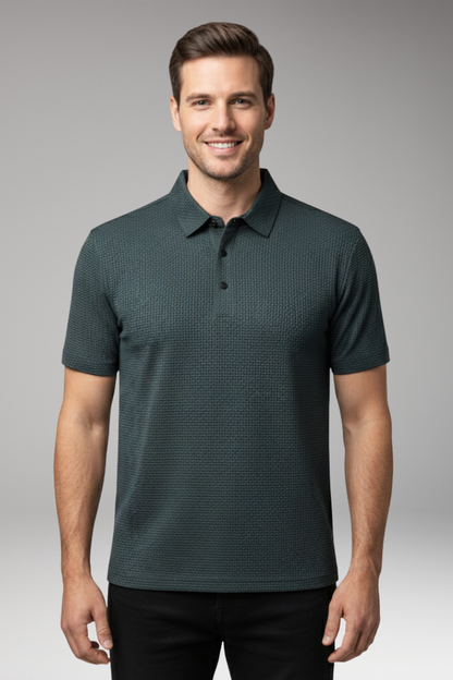 Men's Short Sleeve Polo Shirt Button Down Collar