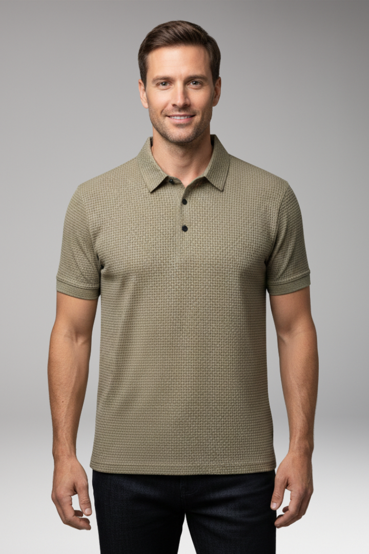 Men's Short Sleeve Polo Shirt Button Down Collar