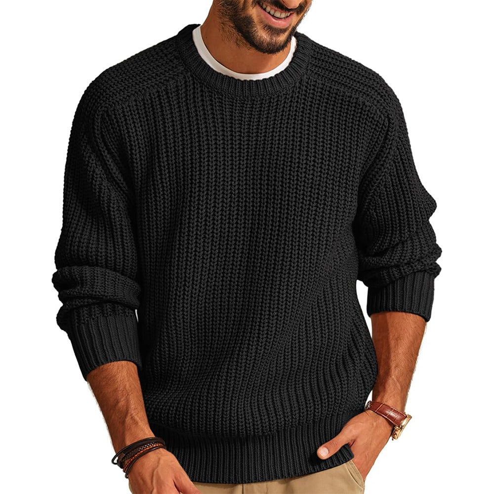 Thick Knit Casual Crew Neck Sweater