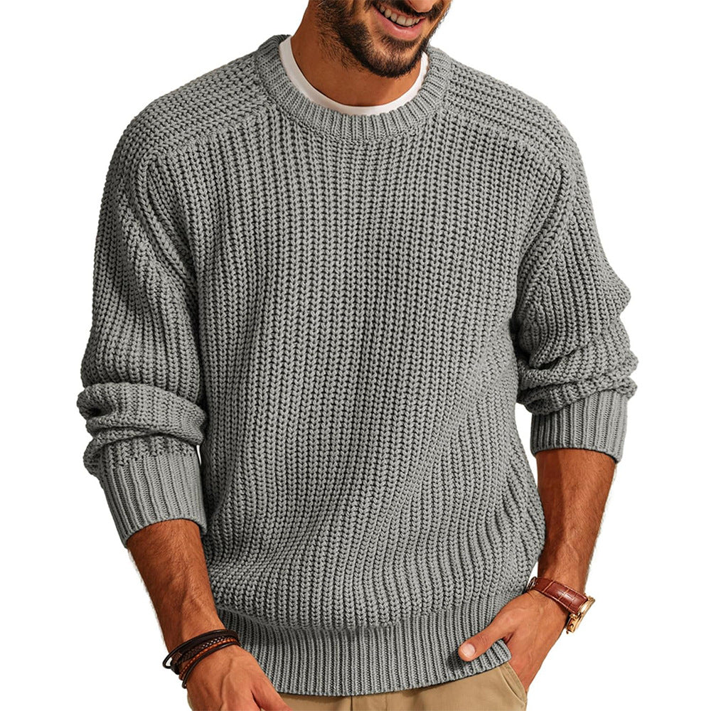 Thick Knit Casual Crew Neck Sweater
