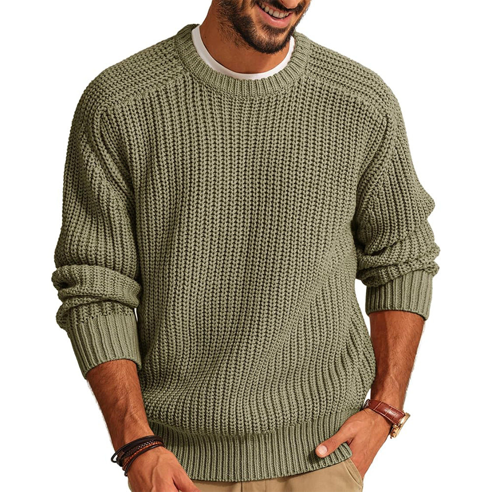 Thick Knit Casual Crew Neck Sweater