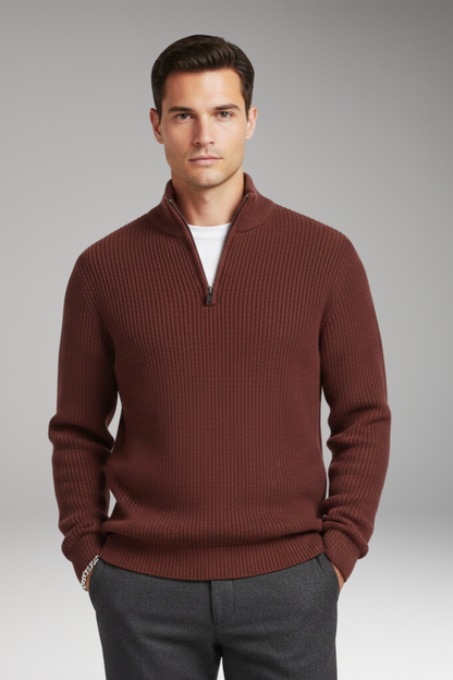 Men's Half-Zip Pullover Ribbed Texture