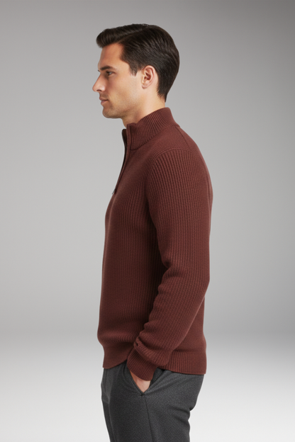 Men's Half-Zip Pullover Ribbed Texture