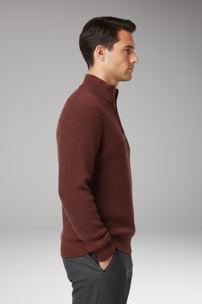 Men's Half-Zip Pullover Ribbed Texture
