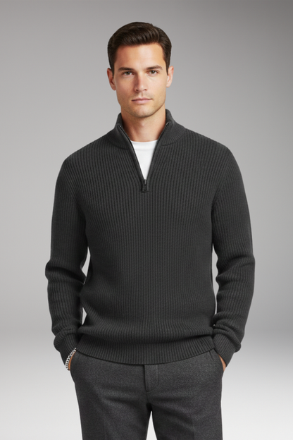 Men's Half-Zip Pullover Ribbed Texture