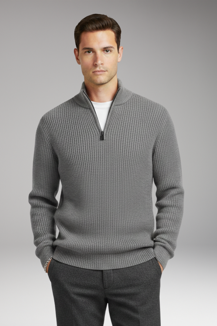 Men's Half-Zip Pullover Ribbed Texture