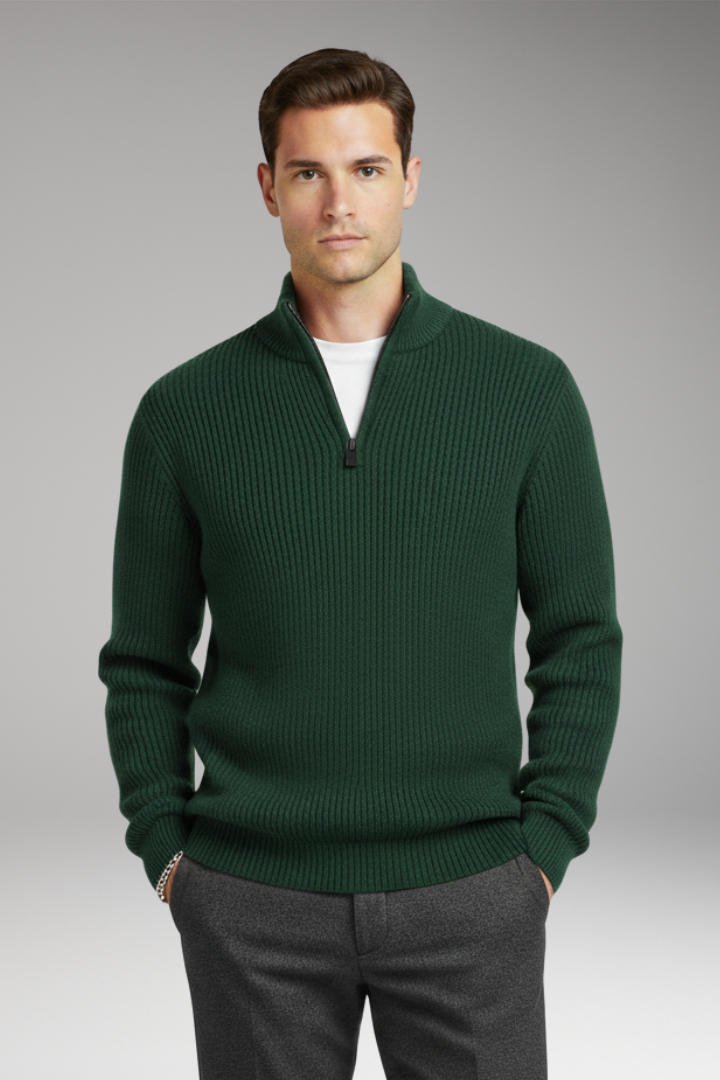 Men's Half-Zip Pullover Ribbed Texture
